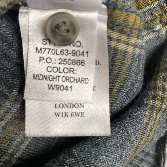 PAIGE Flannel Everett Shirt Midnight Orchard Plaid Long Sleeve Button Up Men's M - Picture 8 of 10